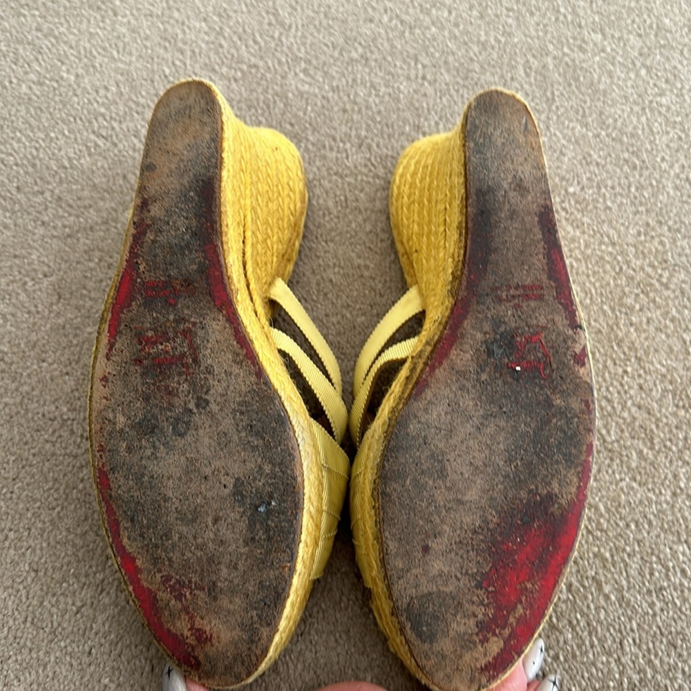 Christian Louboutin Yellow Espadrille Wedge Sandals - Picture 7 of 7